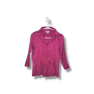 Vintage Y2K Stretchy Button Front Blouse Top Sz S